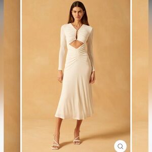 MISHA KERRY SLINKY JERSEY MIDI DRESS - IVORY